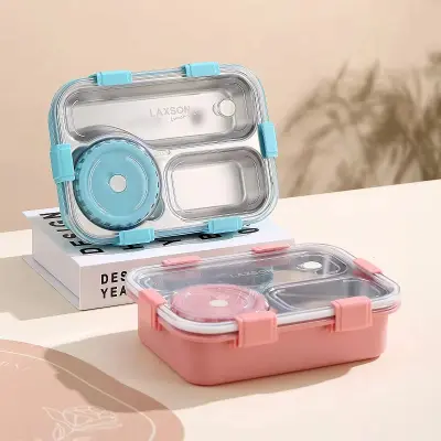 3 Compartment Laxson Stainless Steel Lunch Box