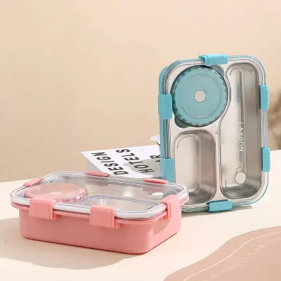 3 Compartment Laxson Stainless Steel Lunch Box secondary