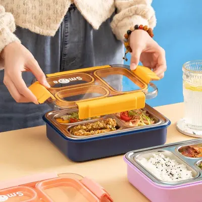 3 Compartment Smile Stainless Steel Lunch Box secondary