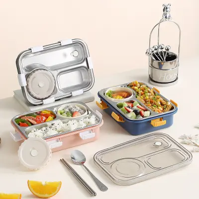 3 Compartment Stainless Steel Lunch Box Lx7095