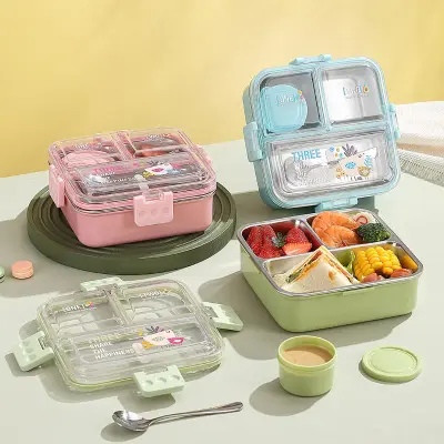 3 Compartment Stainless Steel Lunch Box Lx7138