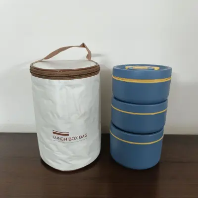 3 Piece Stainless Steel Green Lunch Box With Foil Bag