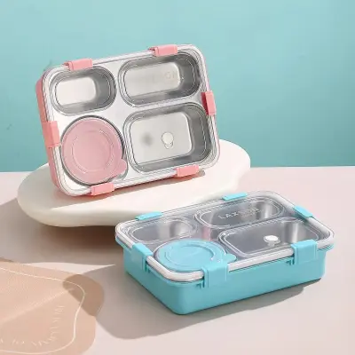 4 Compartment Laxson Stainless Steel Lunch Box