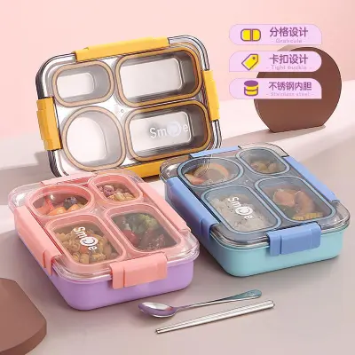 4 Compartment Smile Stainless Steel Lunch Box secondary