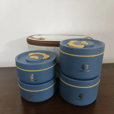 4 Piece Stainless Steel Green Lunch Box With Foil Bag secondary