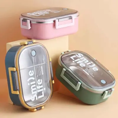 980ml Tedemei Smile Life Stainless Steel Lunch Box