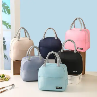 Solid Color Insulated Lunch Bag