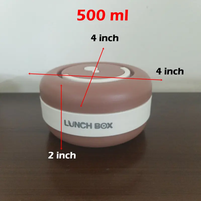 2 Piece New Stainless Steel Brown Lunch Box With Foil Bag