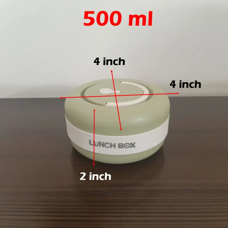 2 Piece New Stainless Steel Green Lunch Box With Foil Bag