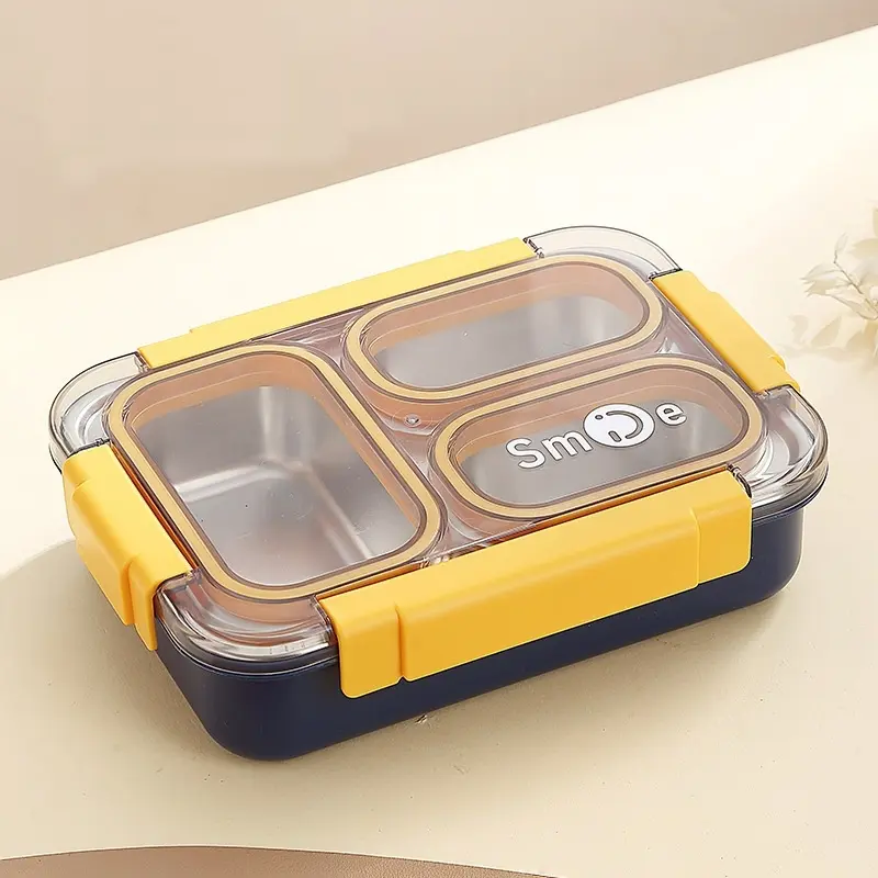 3 Compartment Smile Stainless Steel Lunch Box