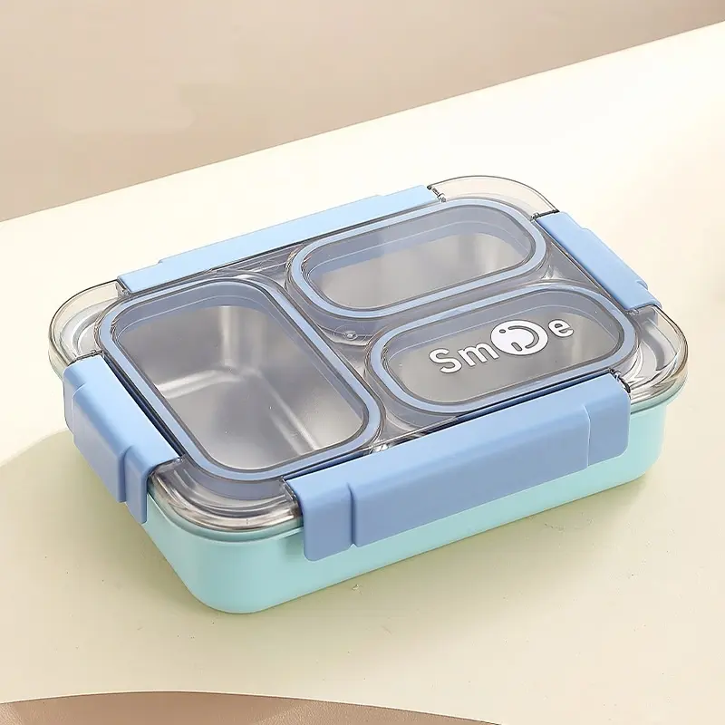 3 Compartment Smile Stainless Steel Lunch Box