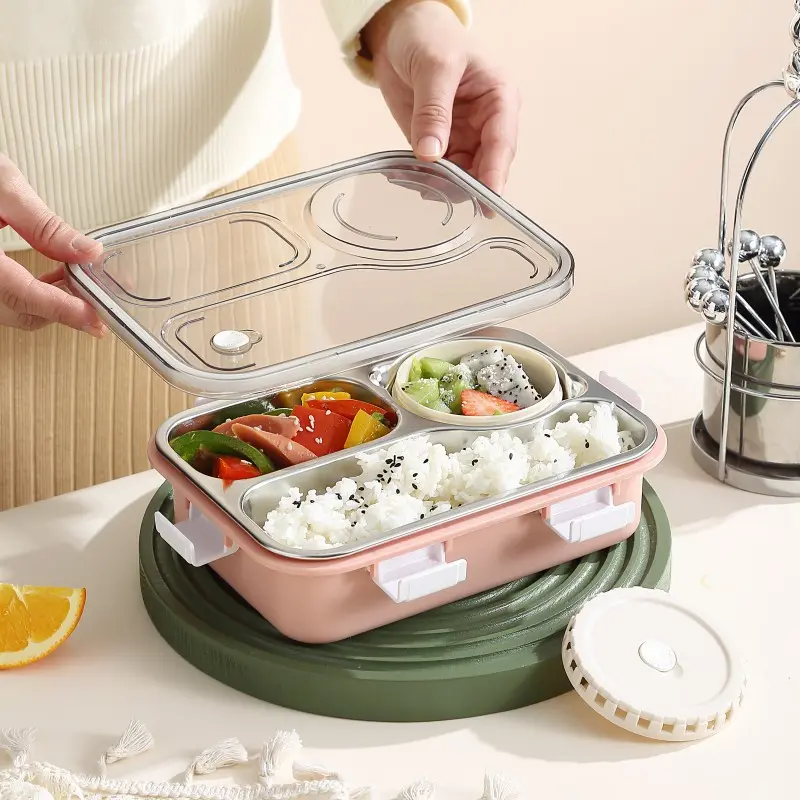 3 Compartment Stainless Steel Lunch Box Lx7095
