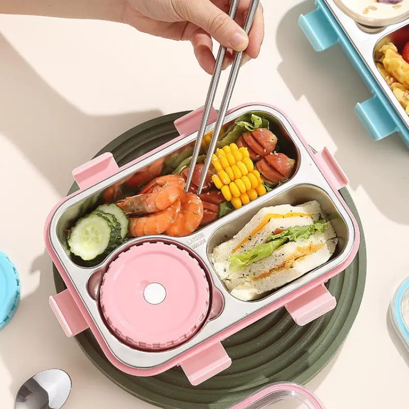 3 Compartment Stainless Steel Lunch Box Lx7122