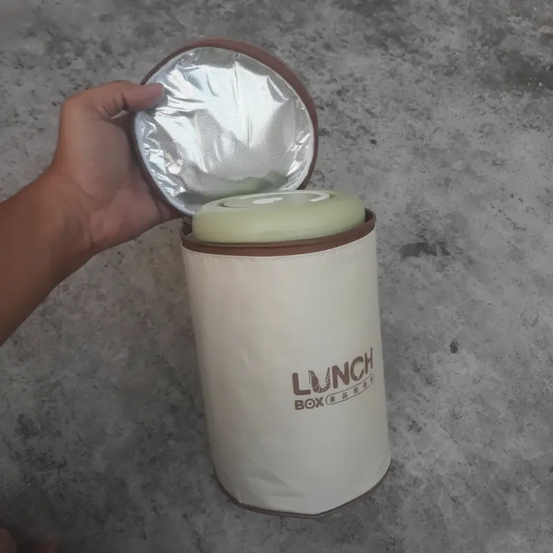 3 Piece New Stainless Steel Green Lunch Box With Foil Bag