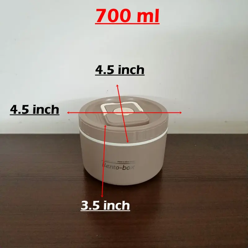 3 Piece Stainless Steel Brown Lunch Box With Foil Bag