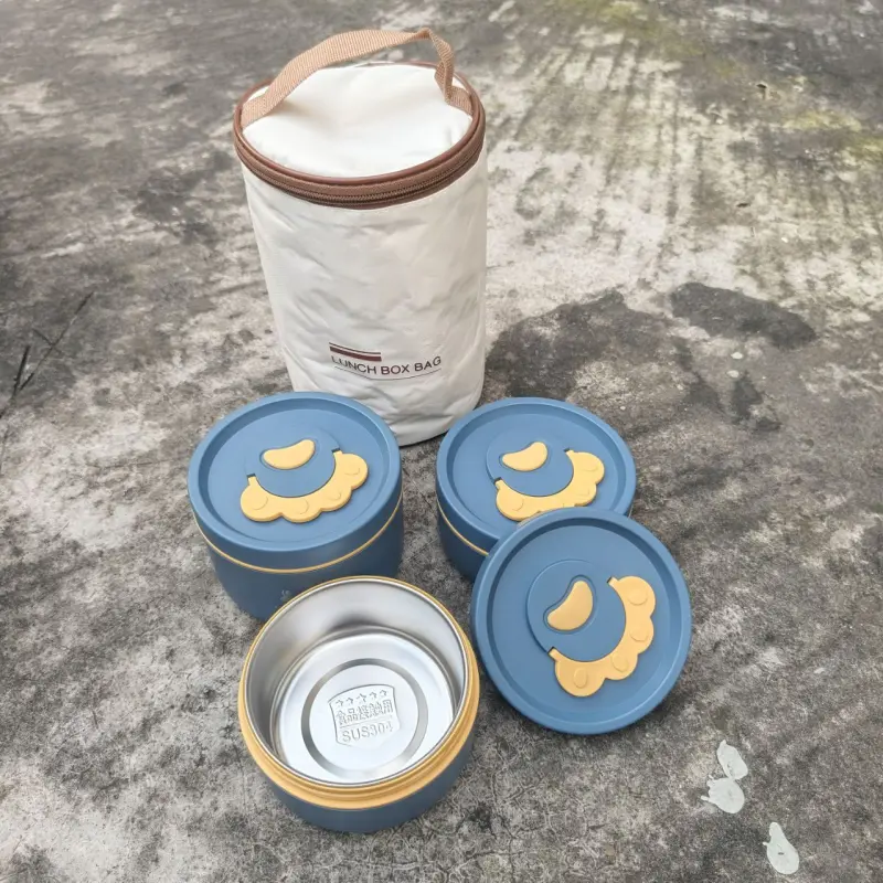 3 Piece Stainless Steel Green Lunch Box With Foil Bag