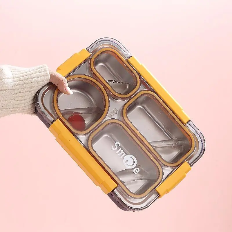 4 Compartment Smile Stainless Steel Lunch Box