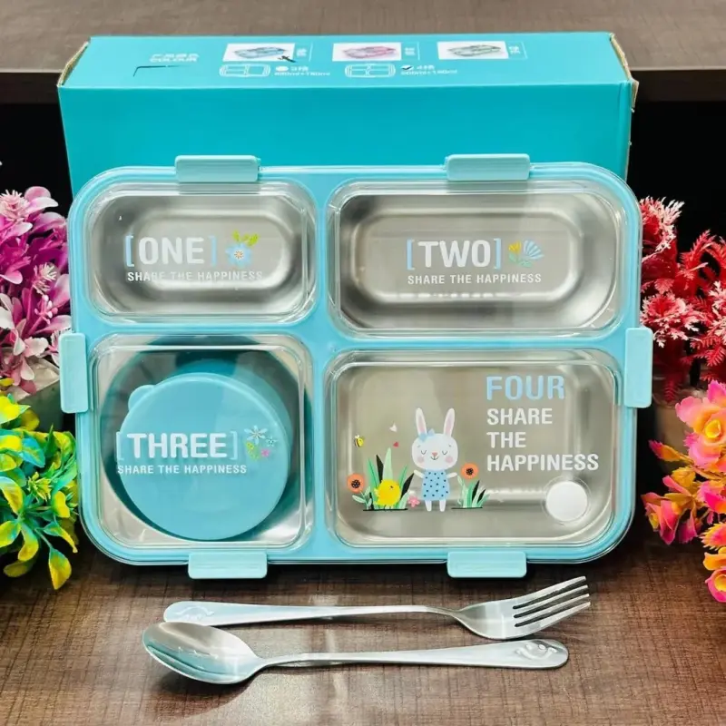 4 Compartments Stainless Steel Lunch Box Lx-7072A