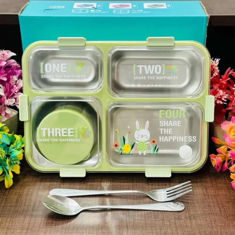 4 Compartments Stainless Steel Lunch Box Lx-7072A