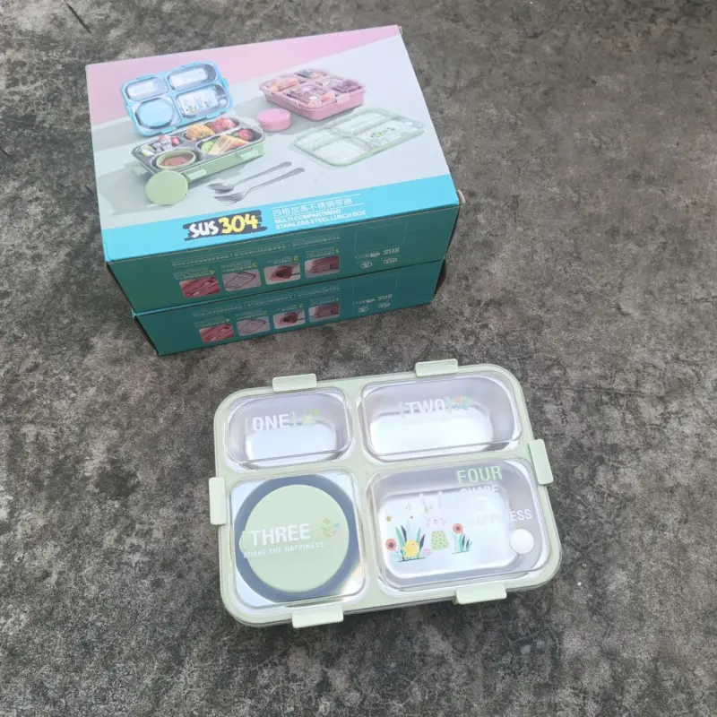 4 Compartments Stainless Steel Lunch Box Lx-7072A