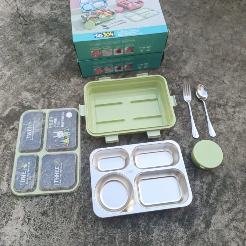 4 Compartments Stainless Steel Lunch Box Lx-7072A