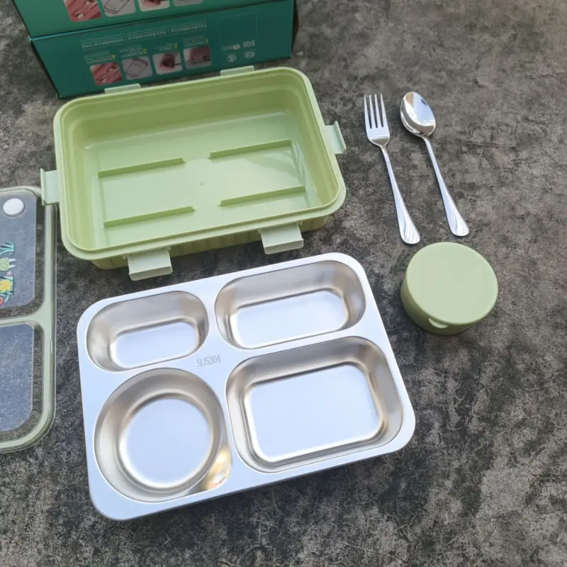 4 Compartments Stainless Steel Lunch Box Lx-7072A