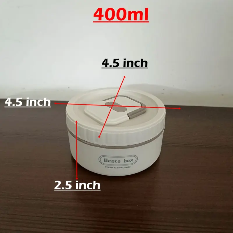 4 Piece Stainless Steel Cream Lunch Box With Foil Bag