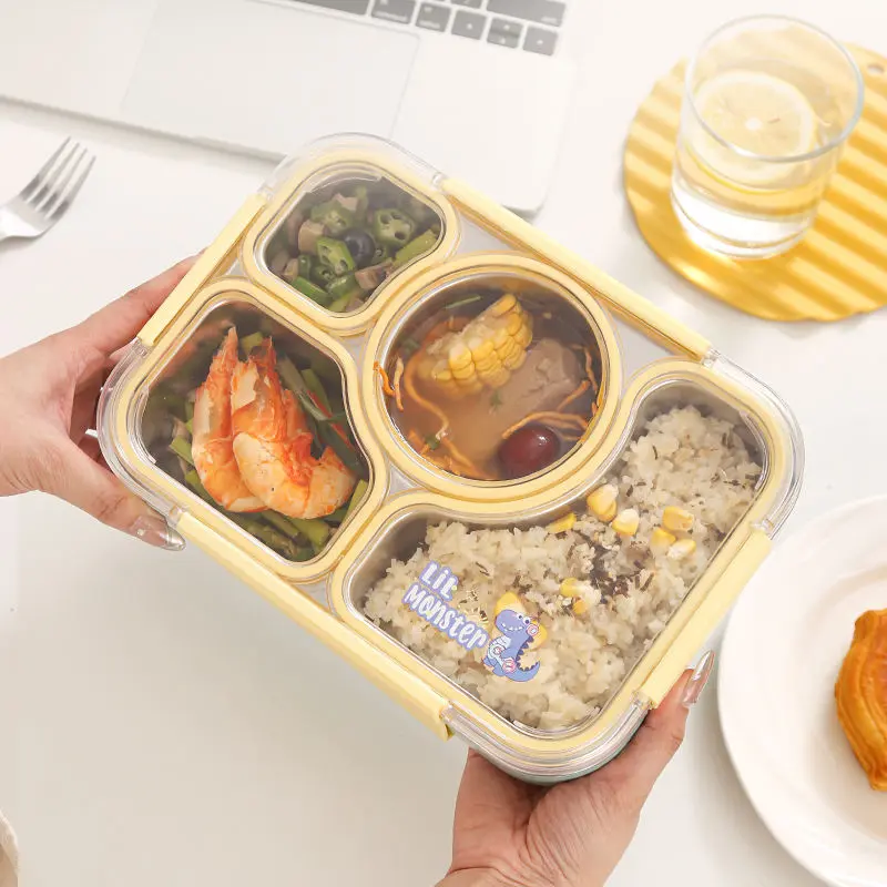 980ml 4 Compartment Stainless Steel Lunch