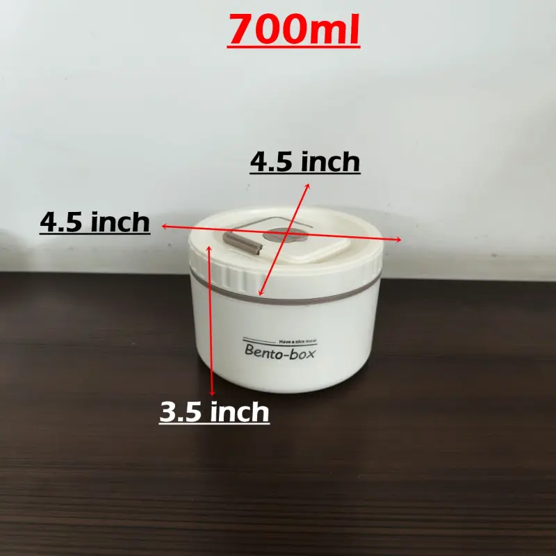 3 Piece Stainless Steel Cream Lunch Box With Foil Bag