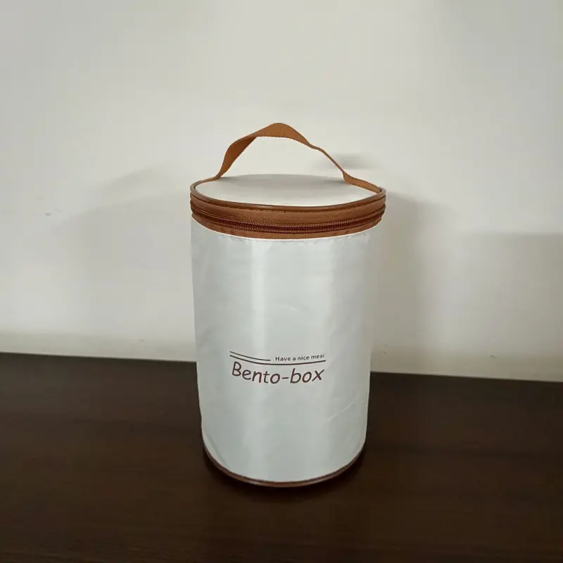 3 Piece Stainless Steel Cream Lunch Box With Foil Bag